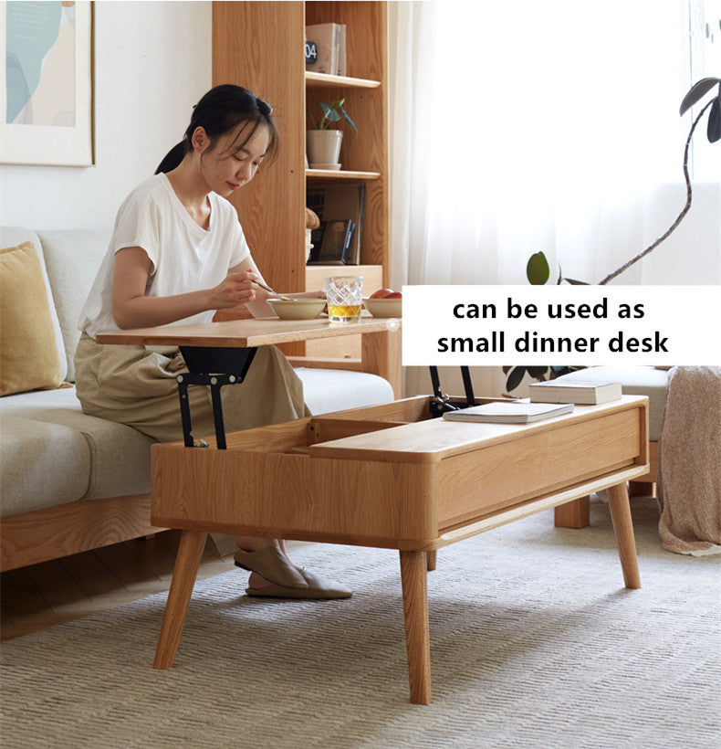 Solid Wood Lift Top Coffee Table with Drawers and Hidden Storage Compartments