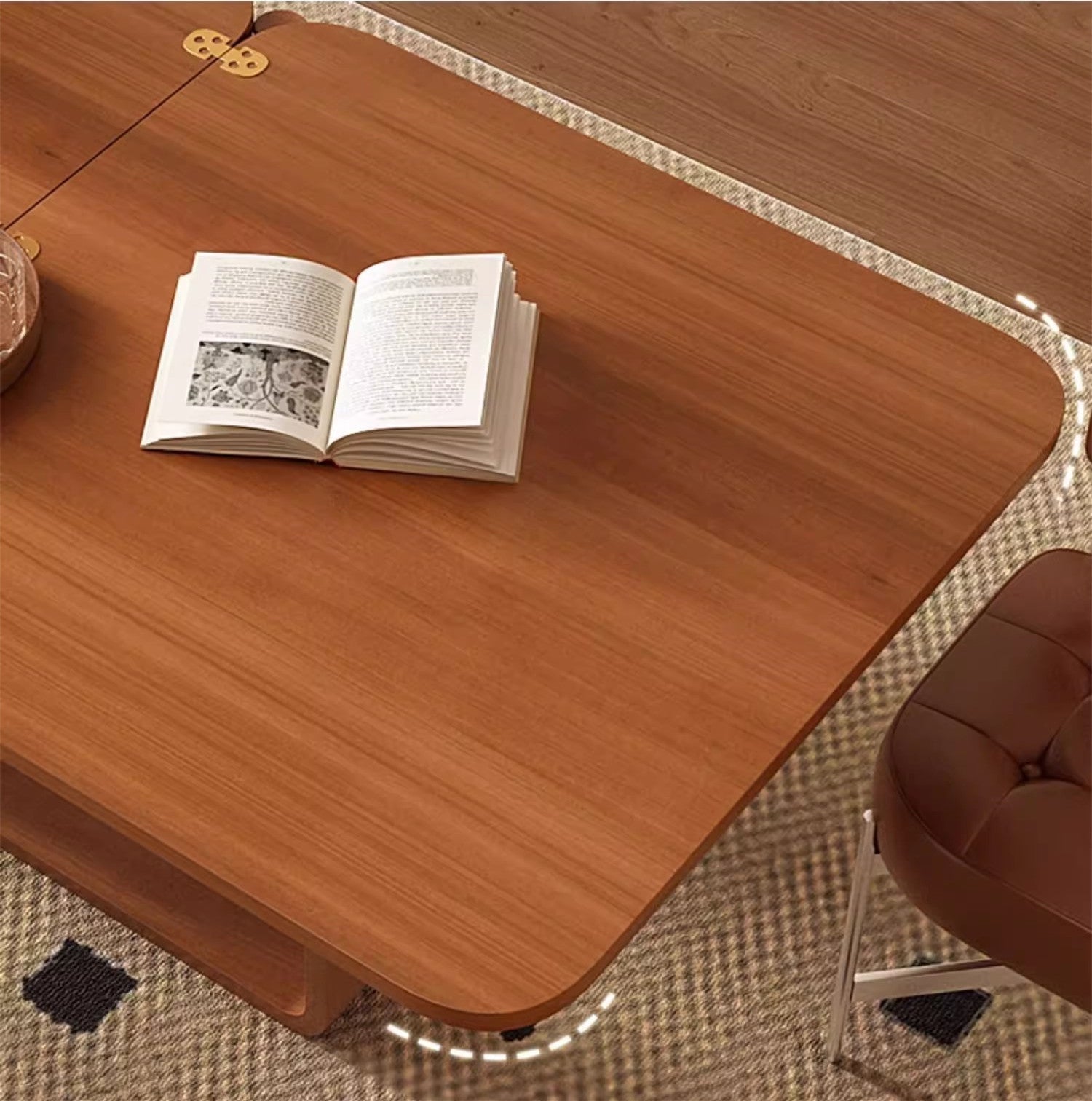 Extendable Tabletop Solid Wood Dining Table with 4 Chairs