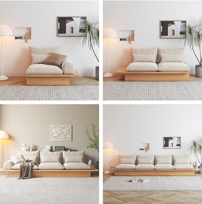 Limited time sale -Japandi Solid Wood Sofa with Storage Underneath