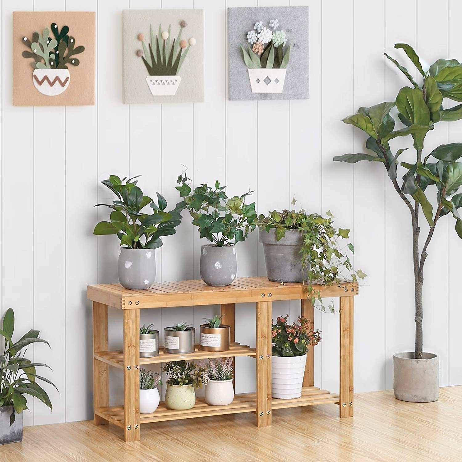 Limited time sale -Multifunction Bamboo Shoe Rack Bench Organizer Shelf