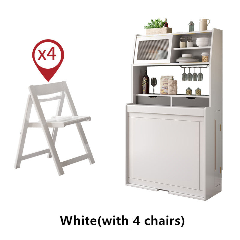 Limited time sale -Space Saving Foldable and Extendable Side Table with Hutch Cabinet