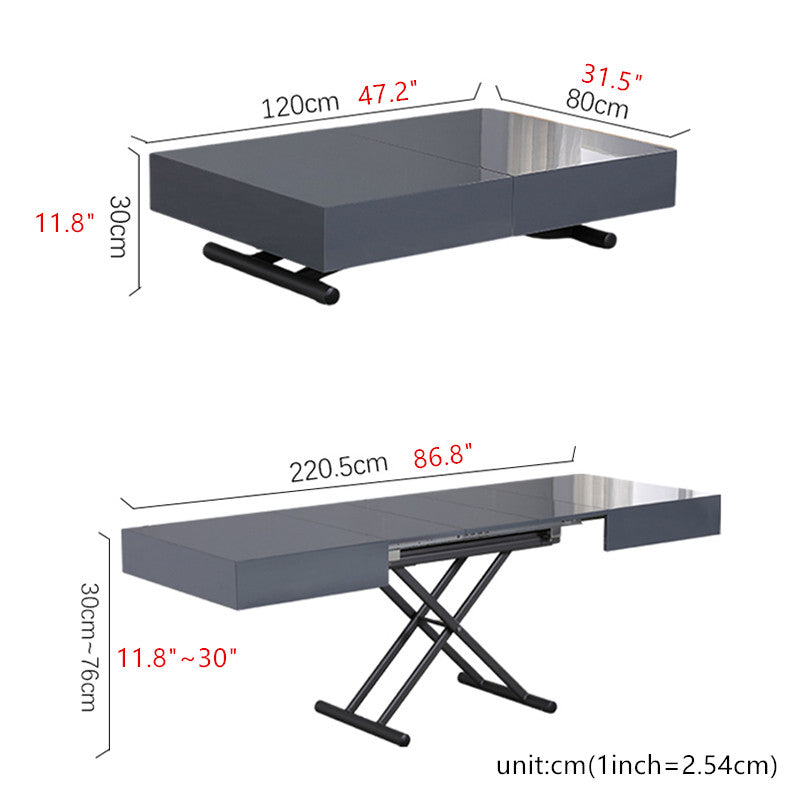 2-in-1 Transformable Dining Table & Coffee Table with Up and Down Mechanism