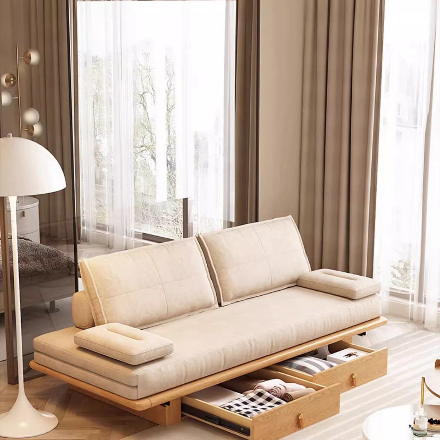 Limited time sale -Tatami Pull Out Sofa Bed With Underneath Storage Drawers