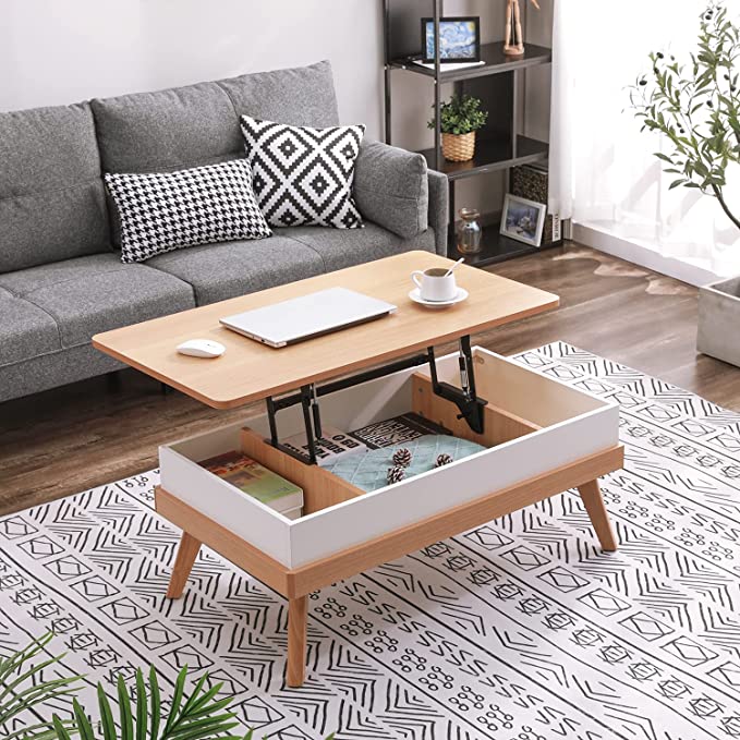 Easy-to-Assembly Lift Top Coffee Table with Hidden Storage Compartment