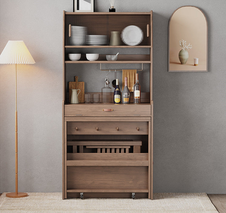 Hutch Cabinet with Extendable Table and Folding Chairs