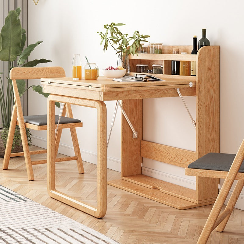 Solid Wood Folding Multifunctional Dining Table for Small Apartments