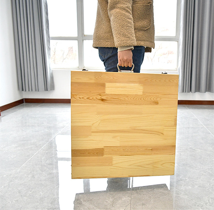 Solid Wood Folding Table with 4 Stools