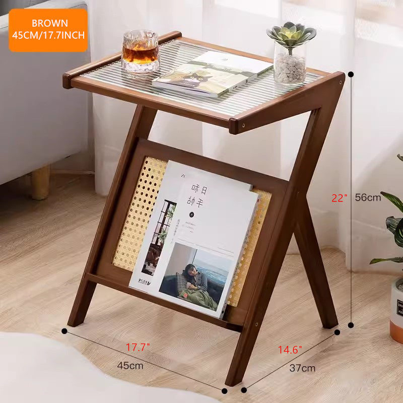 Limited time sale -Bamboo Rattan End Table with Storage