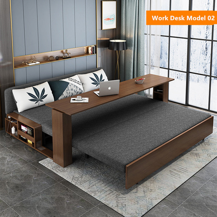 Space Saving Multifunction Sofa Bed With Foldable Work Desk