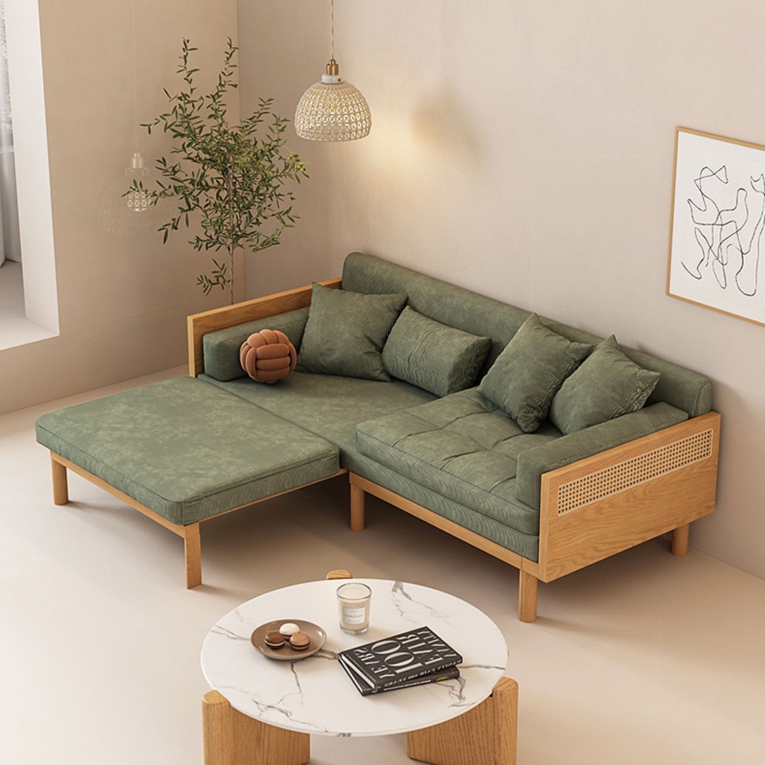 Janpandi Pull Out Multifunction Solid Wood Frame Sofa Bed