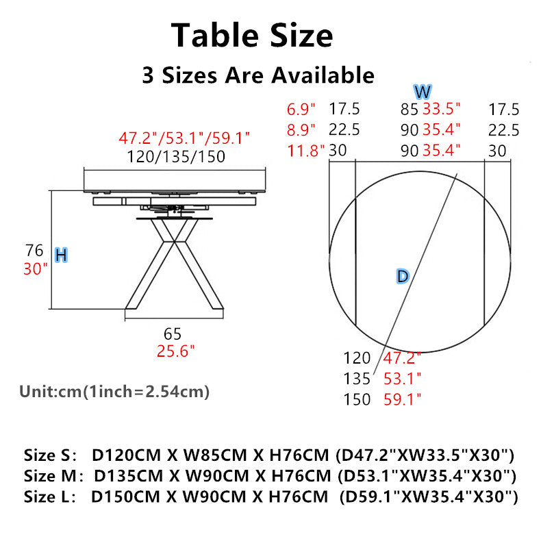 Rotating Extendable Rock Slab Top Round Dining Table