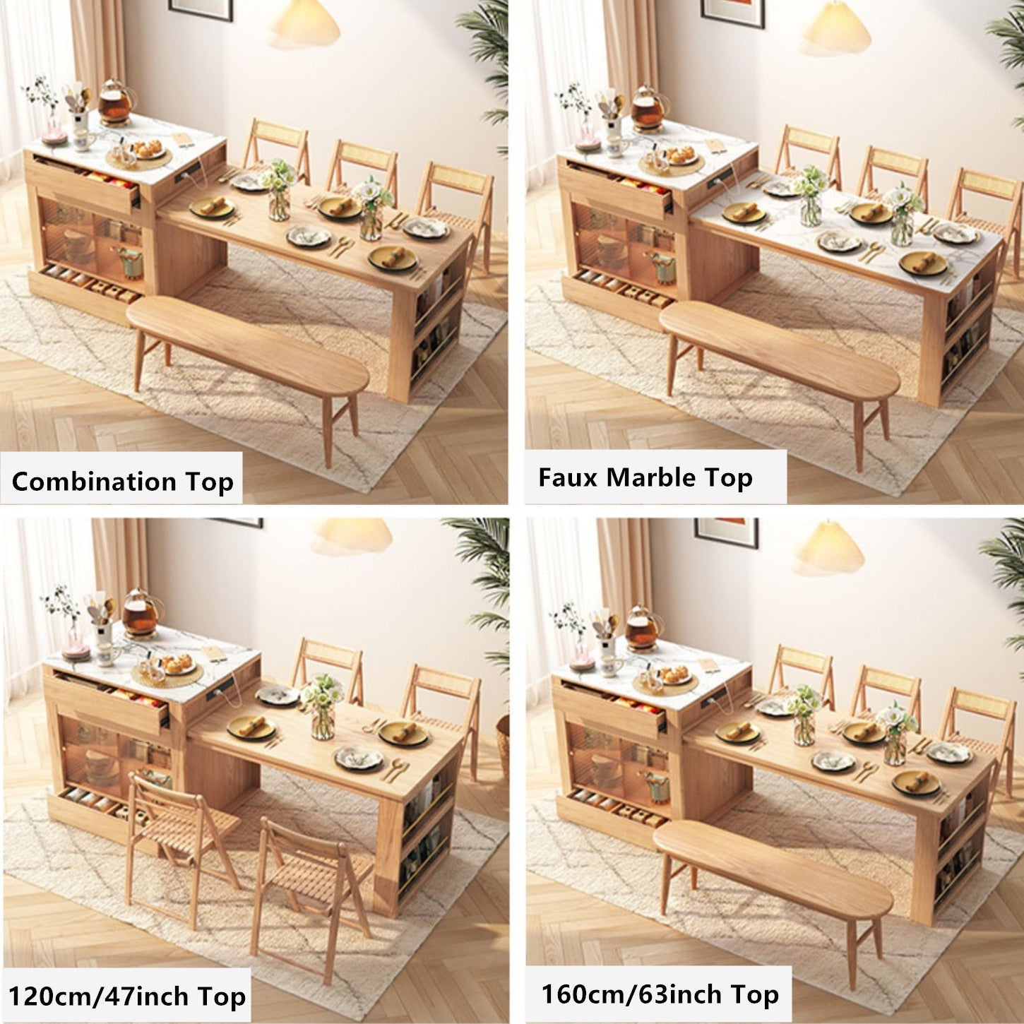 Limited time sale -Kitchen Island With Extendable Table