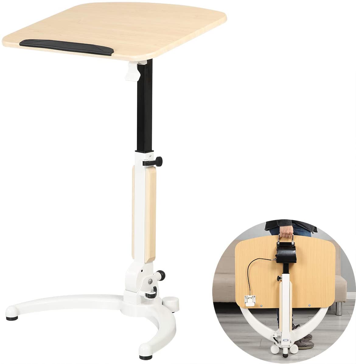Limited time sale -Foldable Movable Stand up Desk, Overbed Bed Table, Sofa Side Table