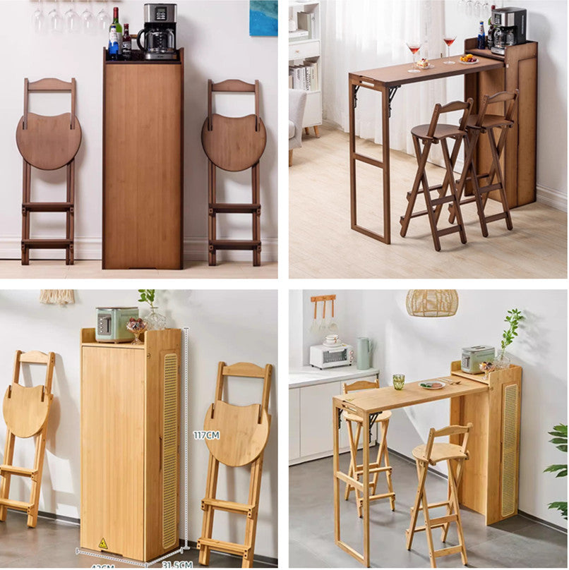 Limited time sale -Folding Bamboo Bar Table with Storage Rack