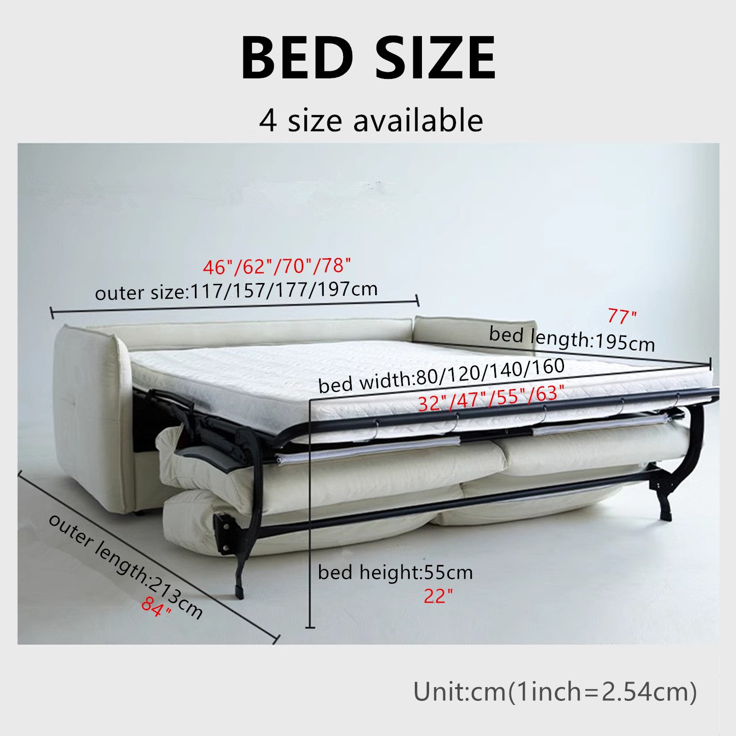 Sleeper Sofa Bed with Mattress JKS2205-3