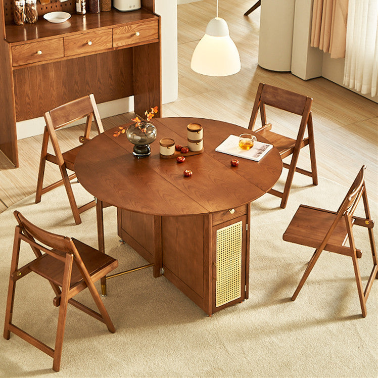 Limited time sale -Double Drop Leaf Round Table with 4 Folding Chairs