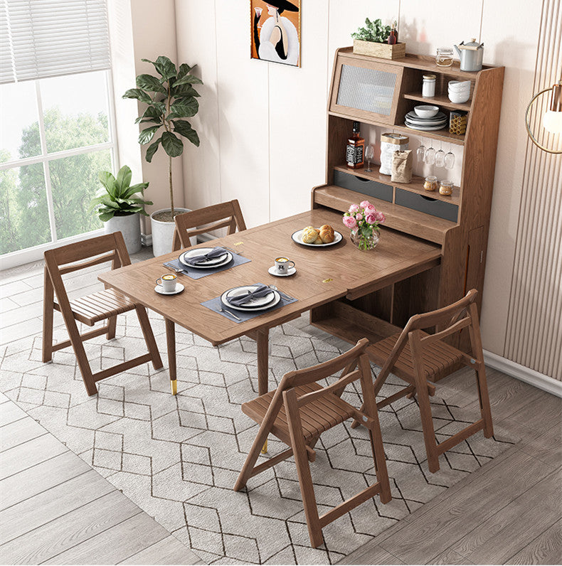 Limited time sale -Space Saving Foldable and Extendable Side Table with Hutch Cabinet