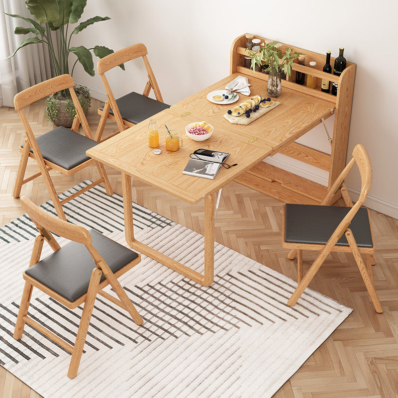 Solid Wood Folding Multifunctional Dining Table for Small Apartments