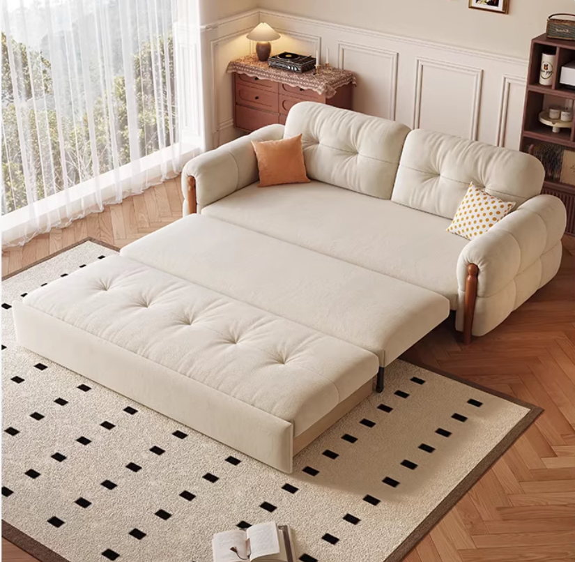 Anti-scratch Flannel Fabric Sofa Bed with Underneath Storage