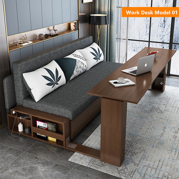 Space Saving Multifunction Sofa Bed With Foldable Work Desk