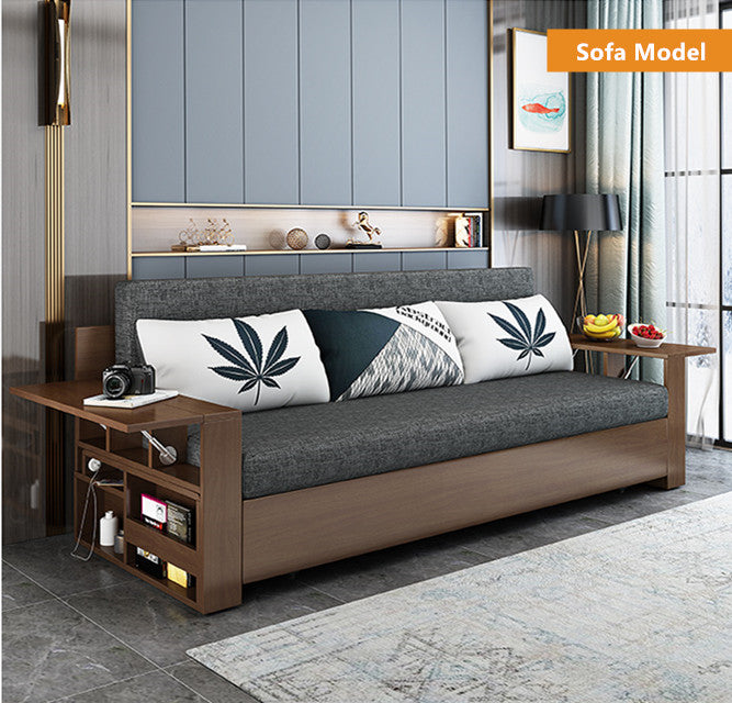 Space Saving Multifunction Sofa Bed With Foldable Work Desk