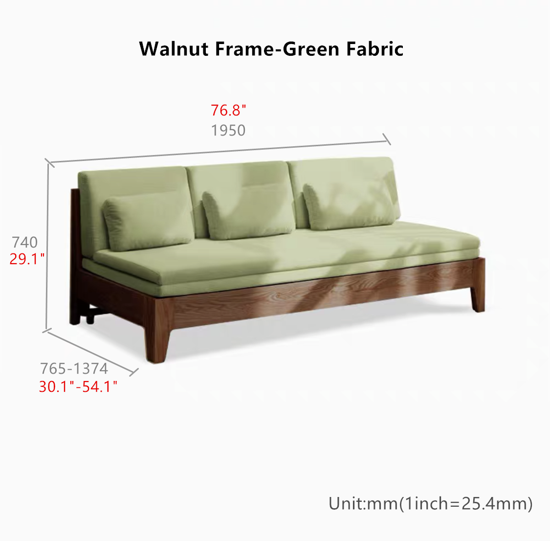 Japandi Pull Out Sleeper Sofa Bed With Solid Wood Back Support