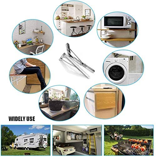 Limited time sale -Heavy Duty Stainless Steel Collapsible Bracket for DIY Space Saving Wall Mounted Work Bench Pack of 2