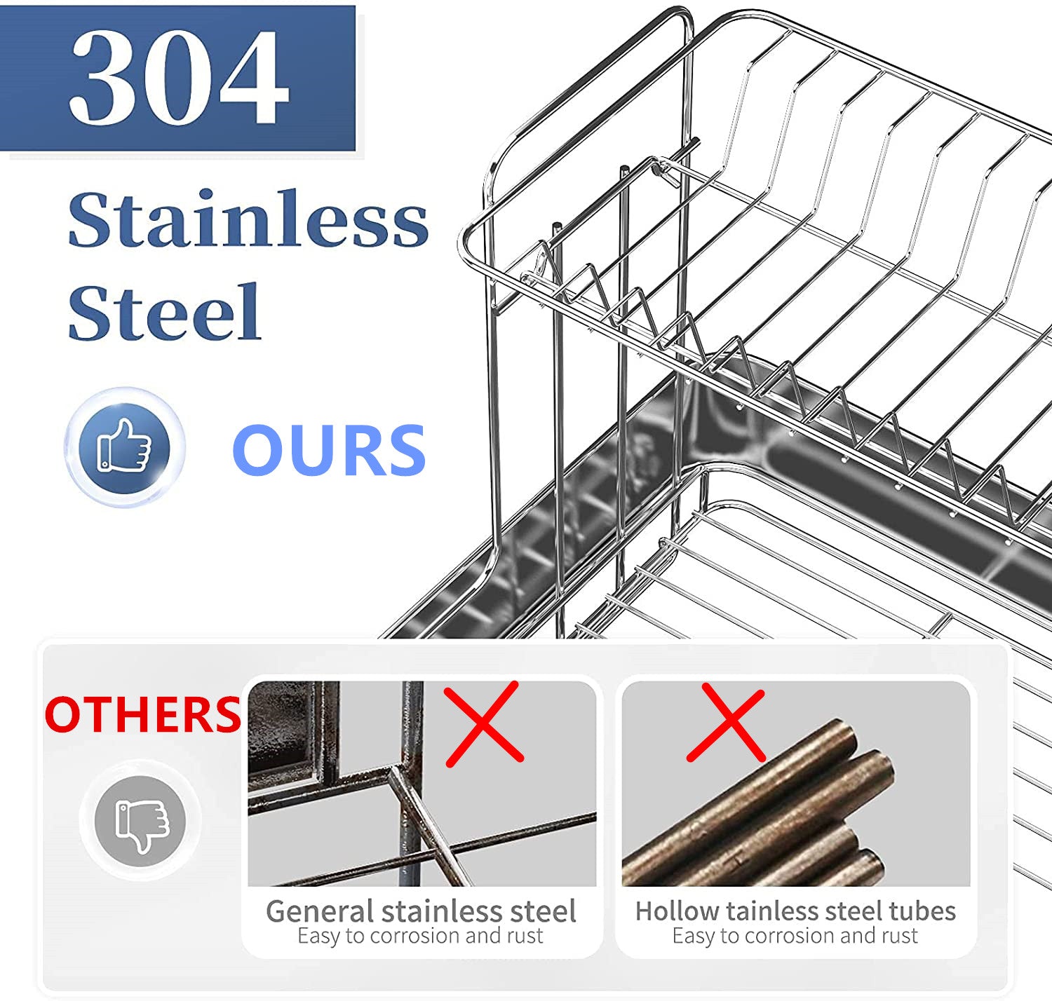 Limited time sale -Double Layer Stainless Steel Dish Drying Rack