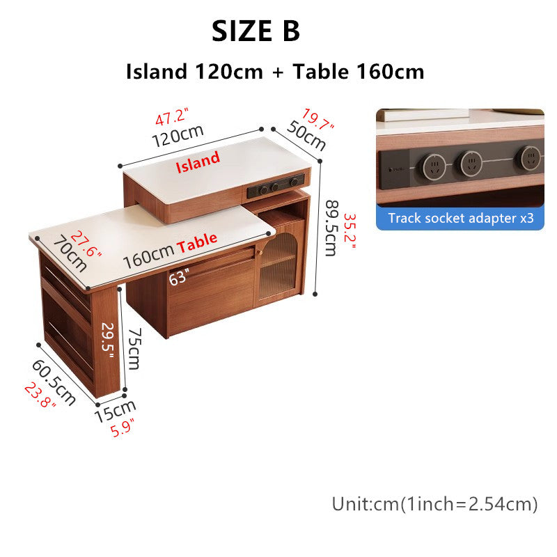 Sintered Stone Kitchen Island with 180 Degree Rotating Table