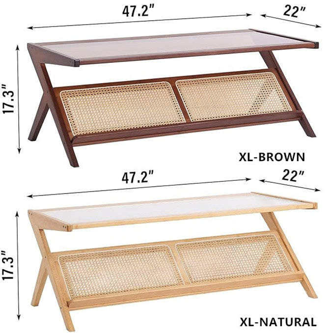 Limited time sale -Bamboo Rattan End Table with Storage