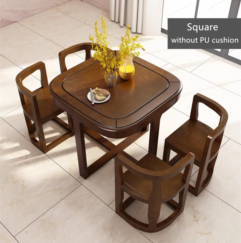 Space Saving Solid Wood Nesting Dining Table and Chairs Set