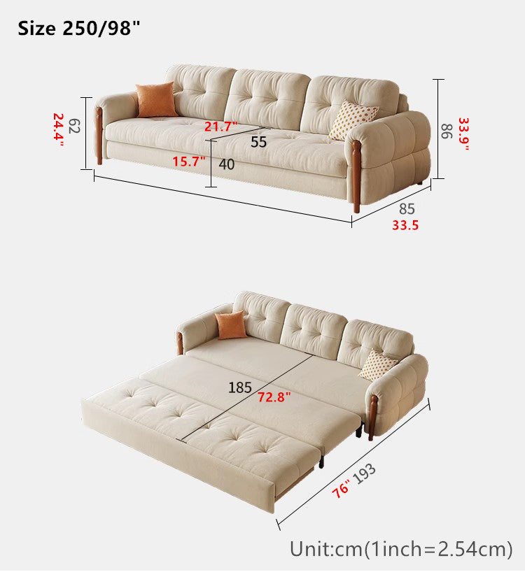 Anti-scratch Flannel Fabric Sofa Bed with Underneath Storage