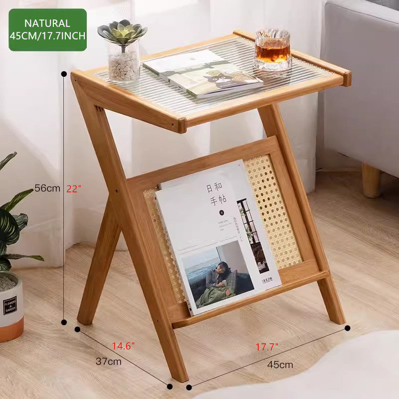 Limited time sale -Bamboo Rattan End Table with Storage