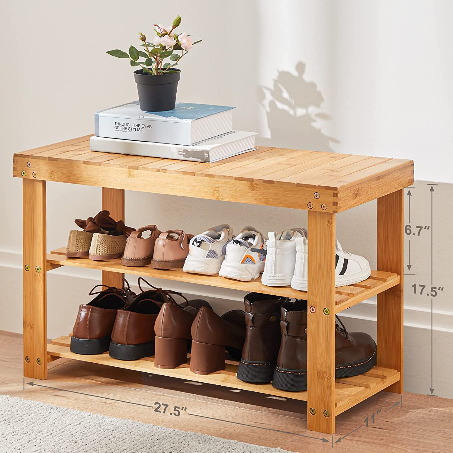 Limited time sale -Bamboo Shoe Rack Bench Organizer Shelf