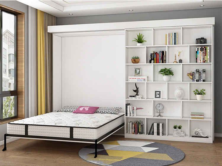 Murphy Bed with Bookshelf and Wardrobe and Foldable Desk