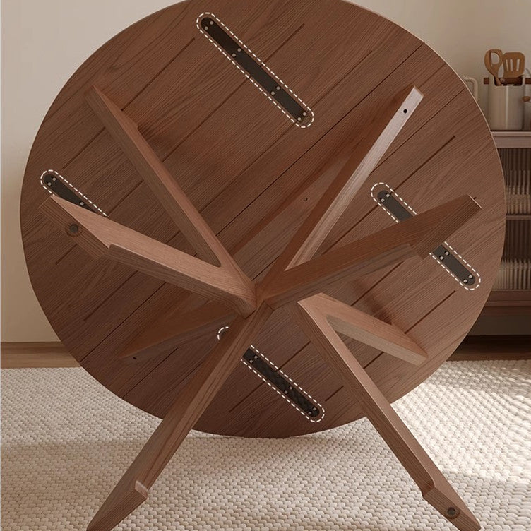 Solid Wood Double Drop Leaf Round Table