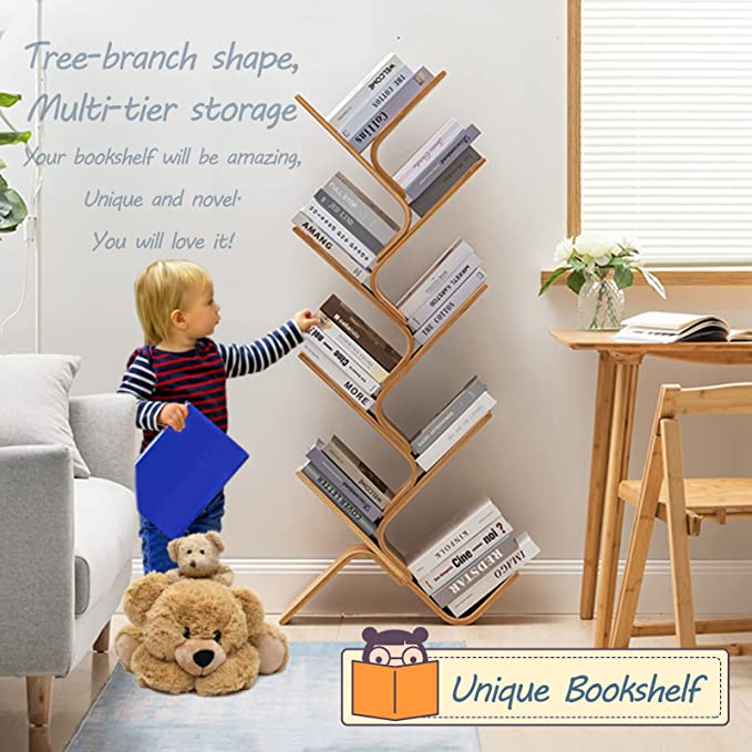 Limited time sale -Modern Floor Standing Curved Tree Bookcase Made of Bent Bamboo