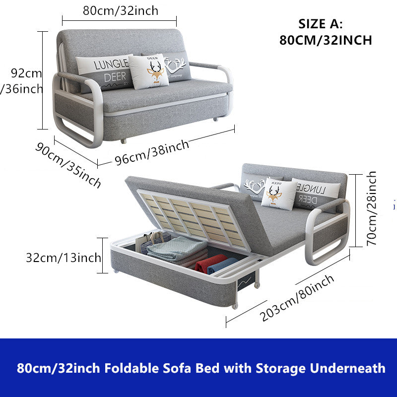 2-in-1 Design Convertible Single Sofa Bed with Storage Underneath