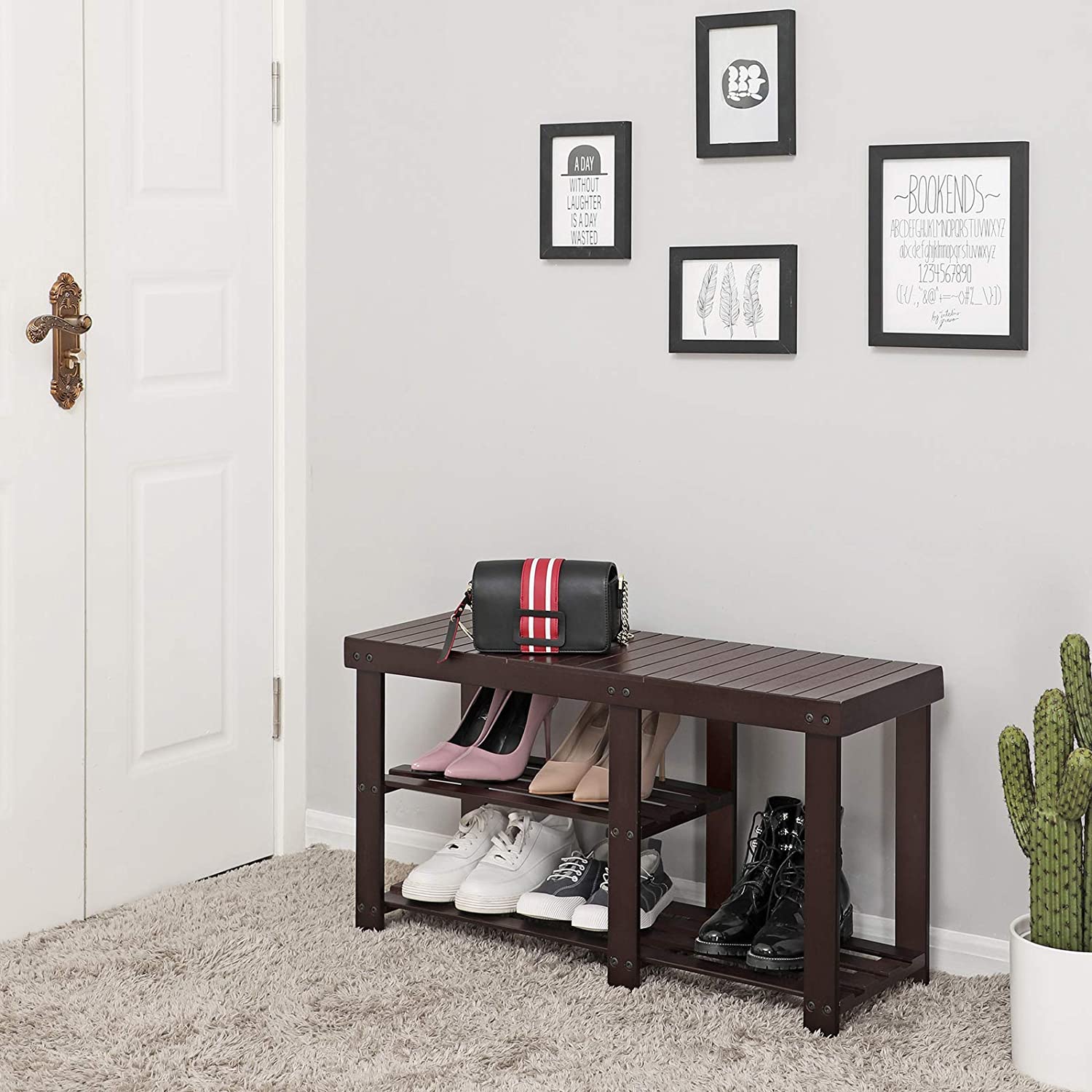 Limited time sale -Multifunction Bamboo Shoe Rack Bench Organizer Shelf