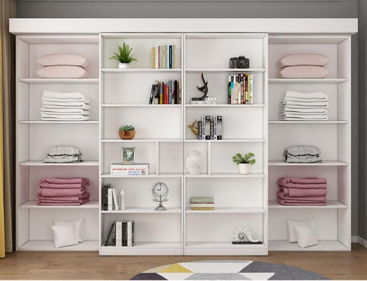 Murphy Bed with Bookshelf and Wardrobe and Foldable Desk