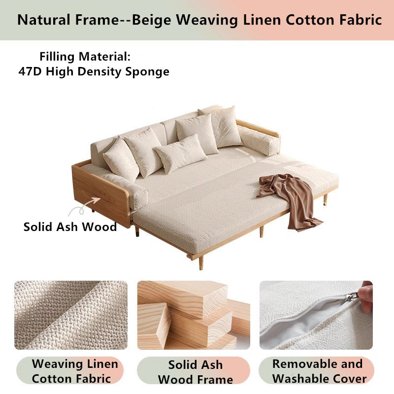 Best Selling -Japandi Solid Wood Frame Sofa Bed