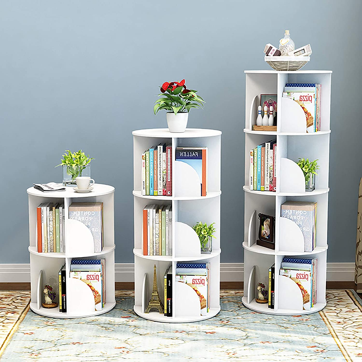 Limited time sale -2-5 Tier 360° Rotating Stackable Shelves Bookshelf Organizer
