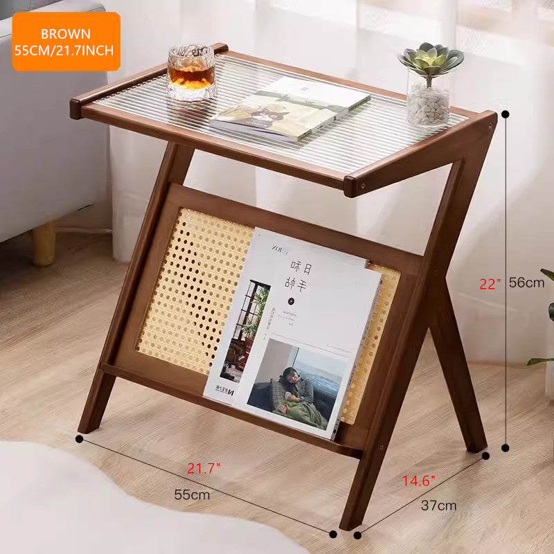 Limited time sale -Bamboo Rattan End Table with Storage