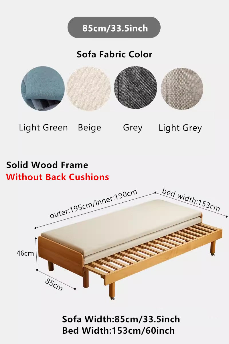 Limited time sale -Japandi Pull Out Solid Beech Wood Day Bed