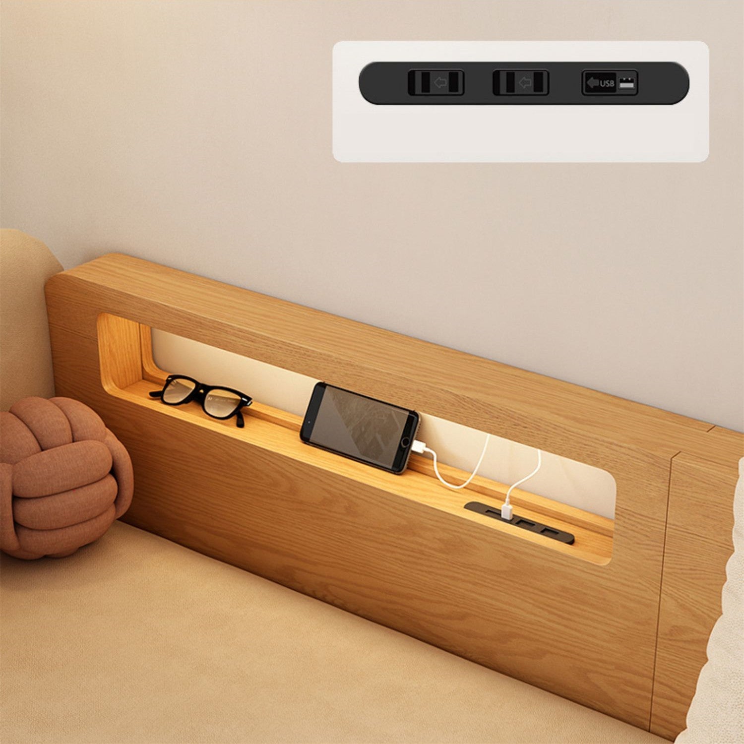 Pull Out Sofa Bed with Backrest and Single Armrest