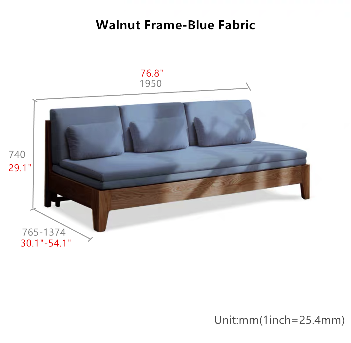 Japandi Pull Out Sleeper Sofa Bed With Solid Wood Back Support