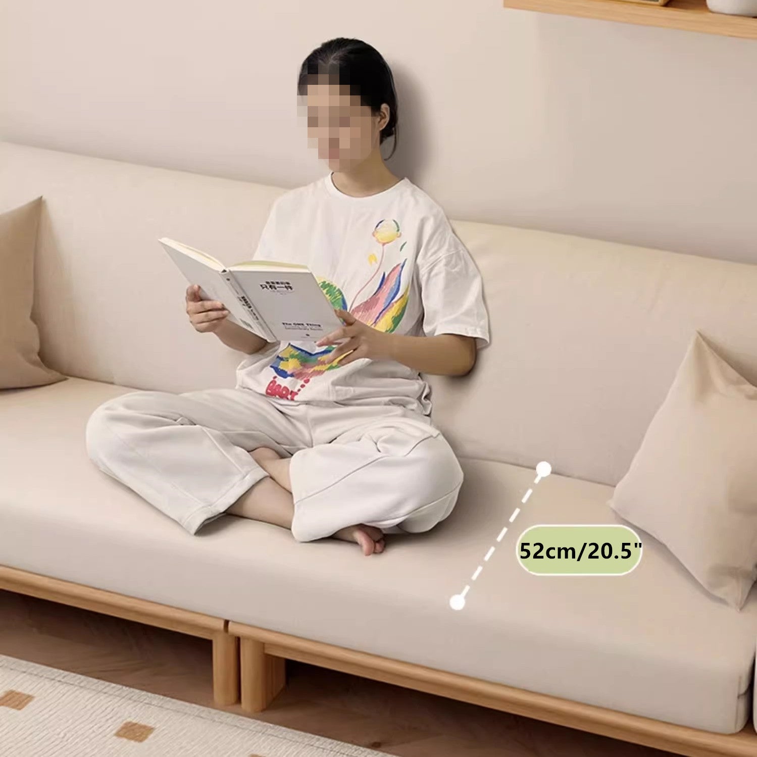 Japandi Solid Wood Sofa Bed