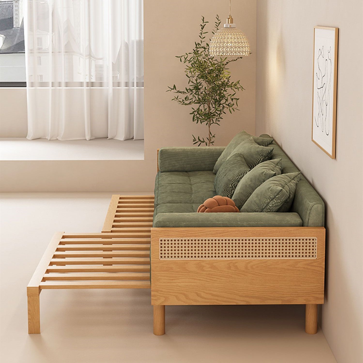 Janpandi Pull Out Multifunction Solid Wood Frame Sofa Bed