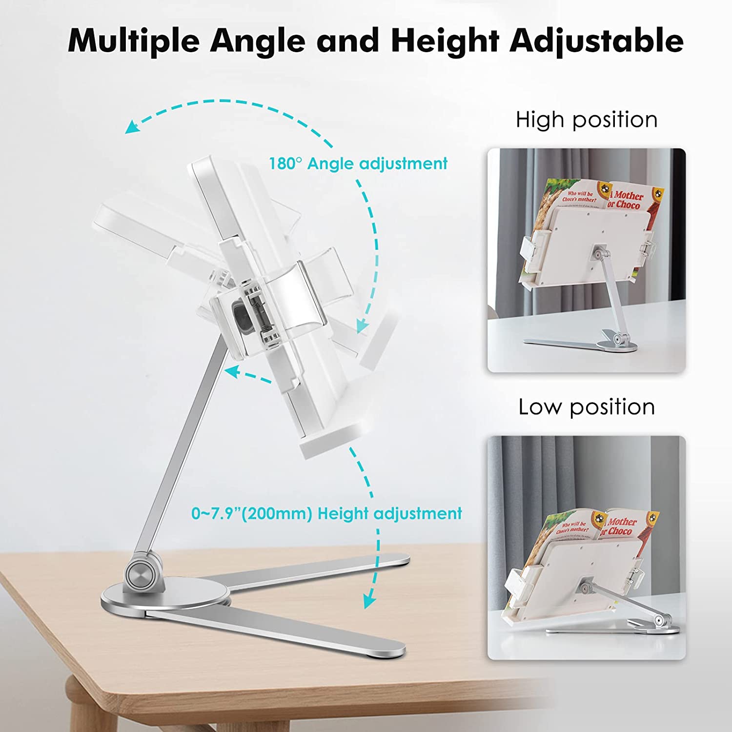 Limited time sale -2022 New Arrival Aluminum Alloy Adjustable Height & Angle Book Stand