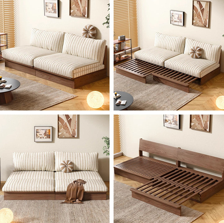 Limited time sale -Japandi YUNJIAN Pull Out Solid Wood Frame Sofa Bed